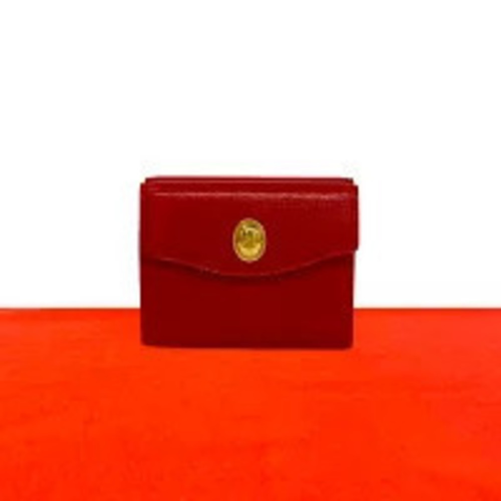 Christian Dior CD Leather Trifold Wallet Red
